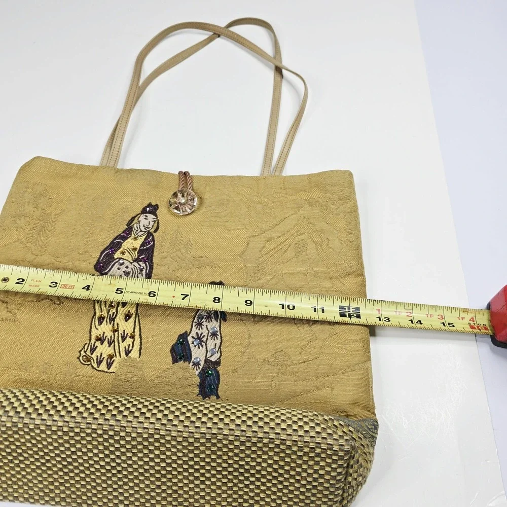 Dorit‎ Collection Tote Bag Womens Large Embroidered Beaded Asian Art Purse USA